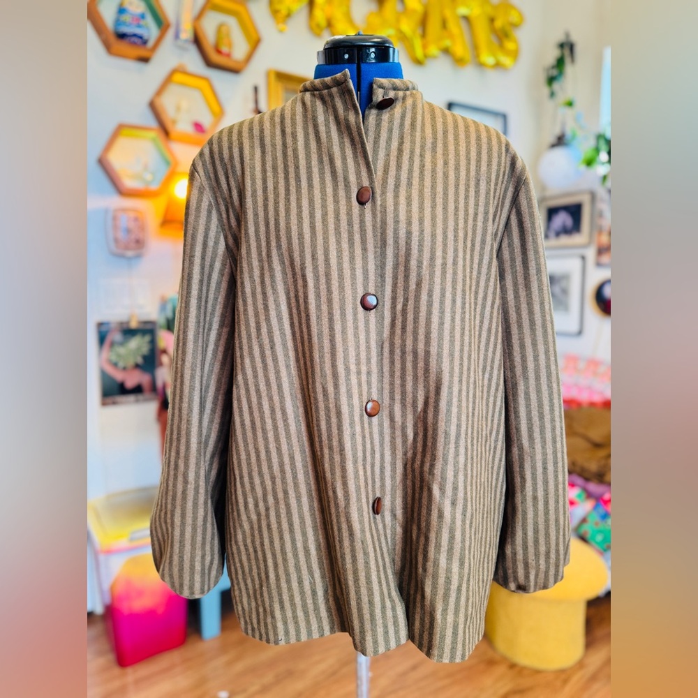 Erreuno Milano Vintage Striped Wool Jacket Silk